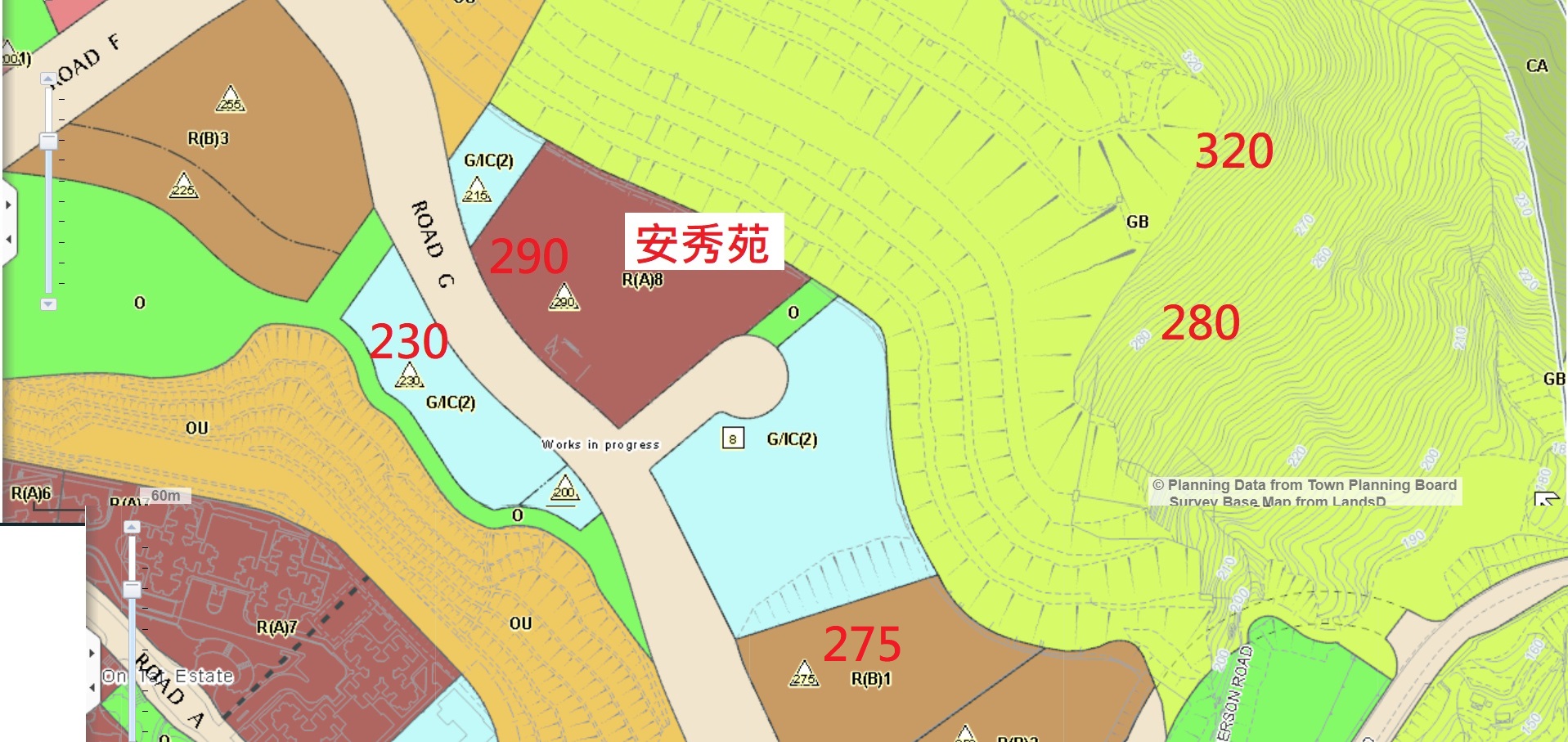 安秀苑苑附近山勢及建築物高度（城規會網站）
